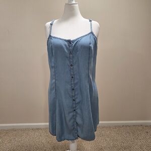 torrid Light Blue Denim Button-Front Slip Dress